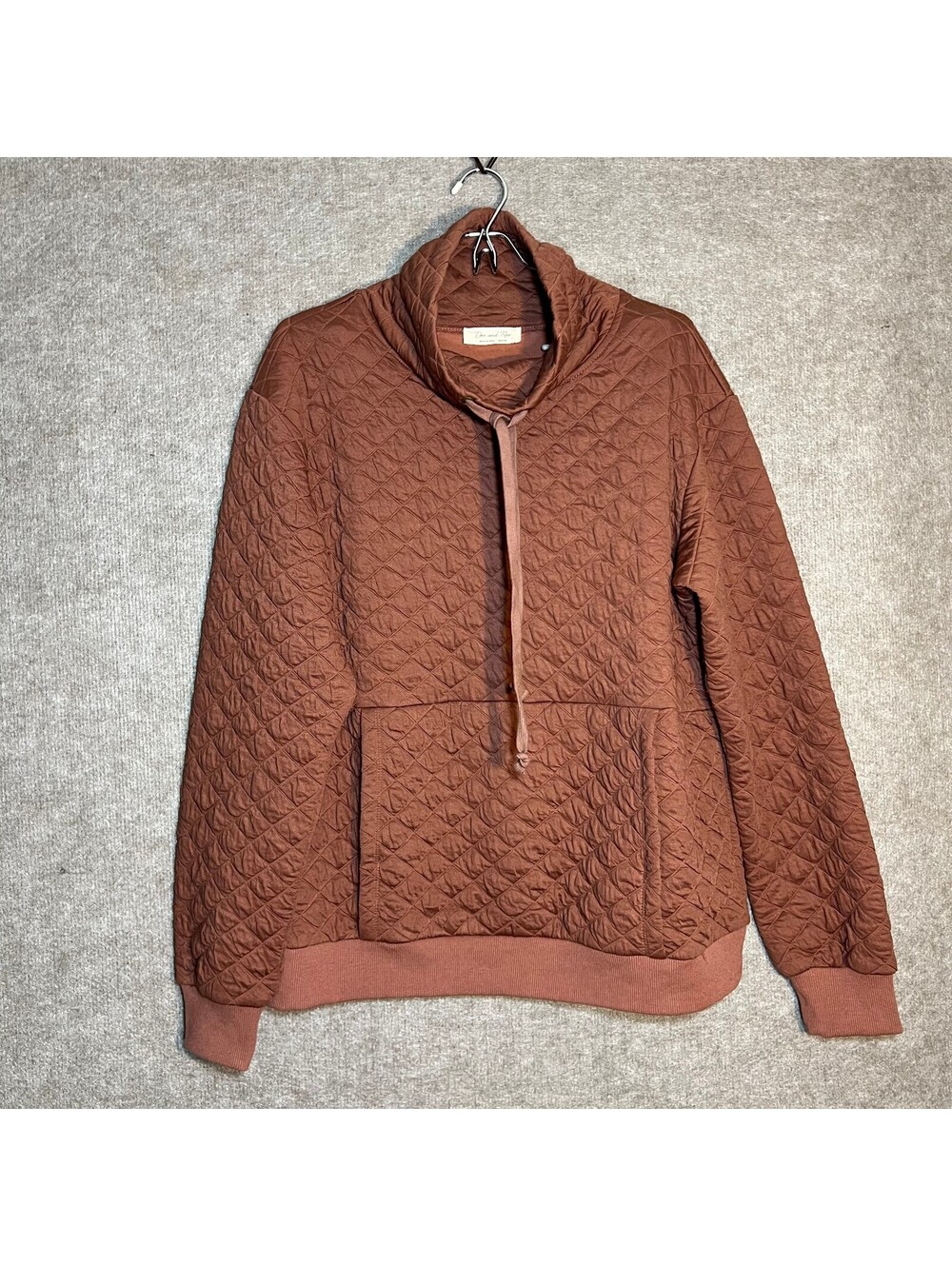 Doe & Rae Women's M Mauve Quilted Half Zip Pullover Jacket Kangaroo Pocket